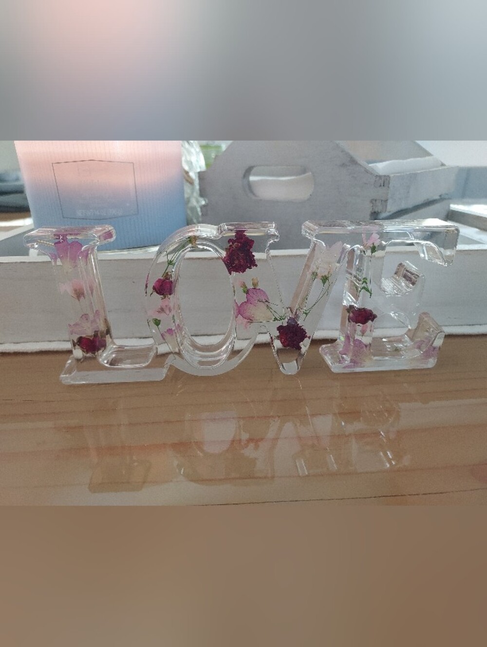Floral "LOVE" Resin Decor